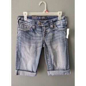 Silver Jeans Shorts Low Rise Indigo Cuffed Denim Straight Women's 28 NEW